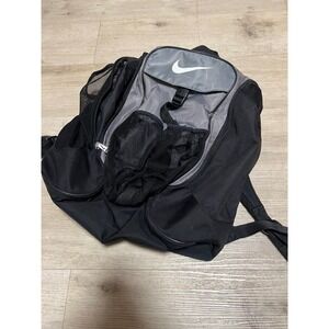 Nike Sport Backpack Gray Black Swoosh Mesh Pockets Gym Travel‎ Soccer Basketball